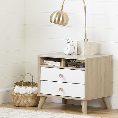 South Shore Yodi 2-Drawer Nightstand with Open Storage