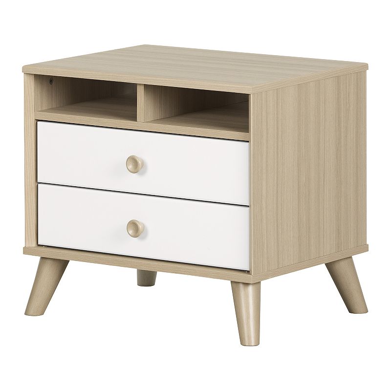 South Shore Yodi 2-Drawer Nightstand with Open Storage, Beige