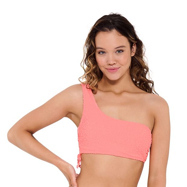 Juniors Ninety Nine Lace Up Side One Shoulder Bikini Top