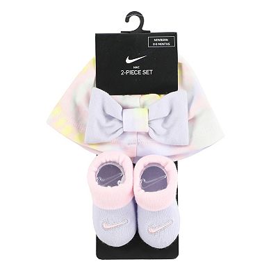Baby Girl Nike Tie Dye Bow Turban & Booties Set