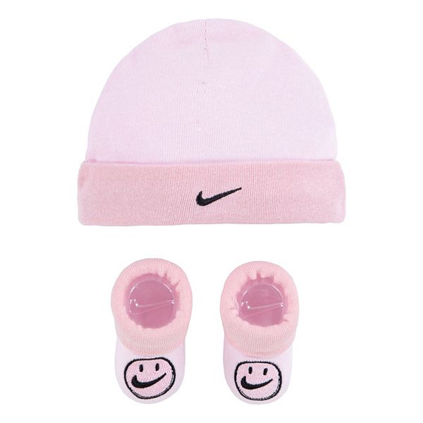 Newborn Baby Nike Hat & Smiley Face Booties Set