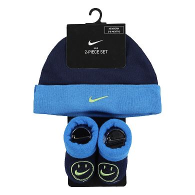 Newborn Baby Nike Hat & Smiley Face Booties Set