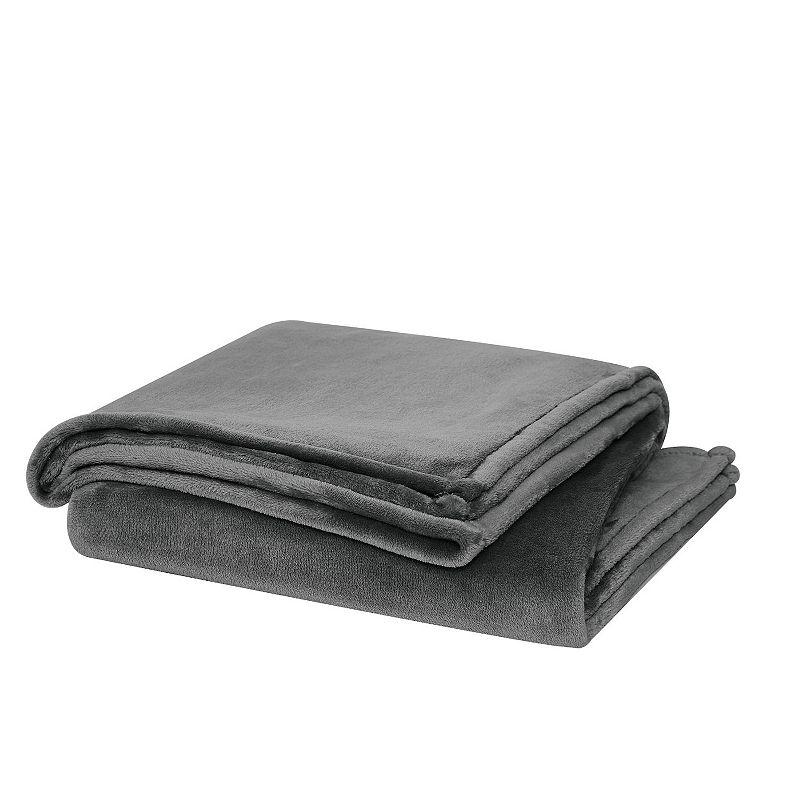 Cannon Solid Plush Throw, Grey