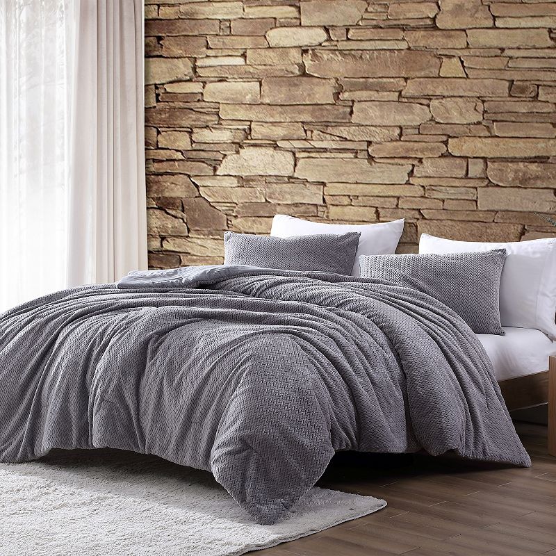 Avondale Manor Lele Jacquard Plush Comforter Set with Shams, Grey, Twin