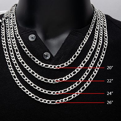 Stainless Steel 6 mm Figaro Chain Necklace