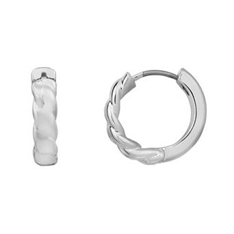LC Lauren Conrad Silver Tone Nickel Free Twisted Hoop Earrings