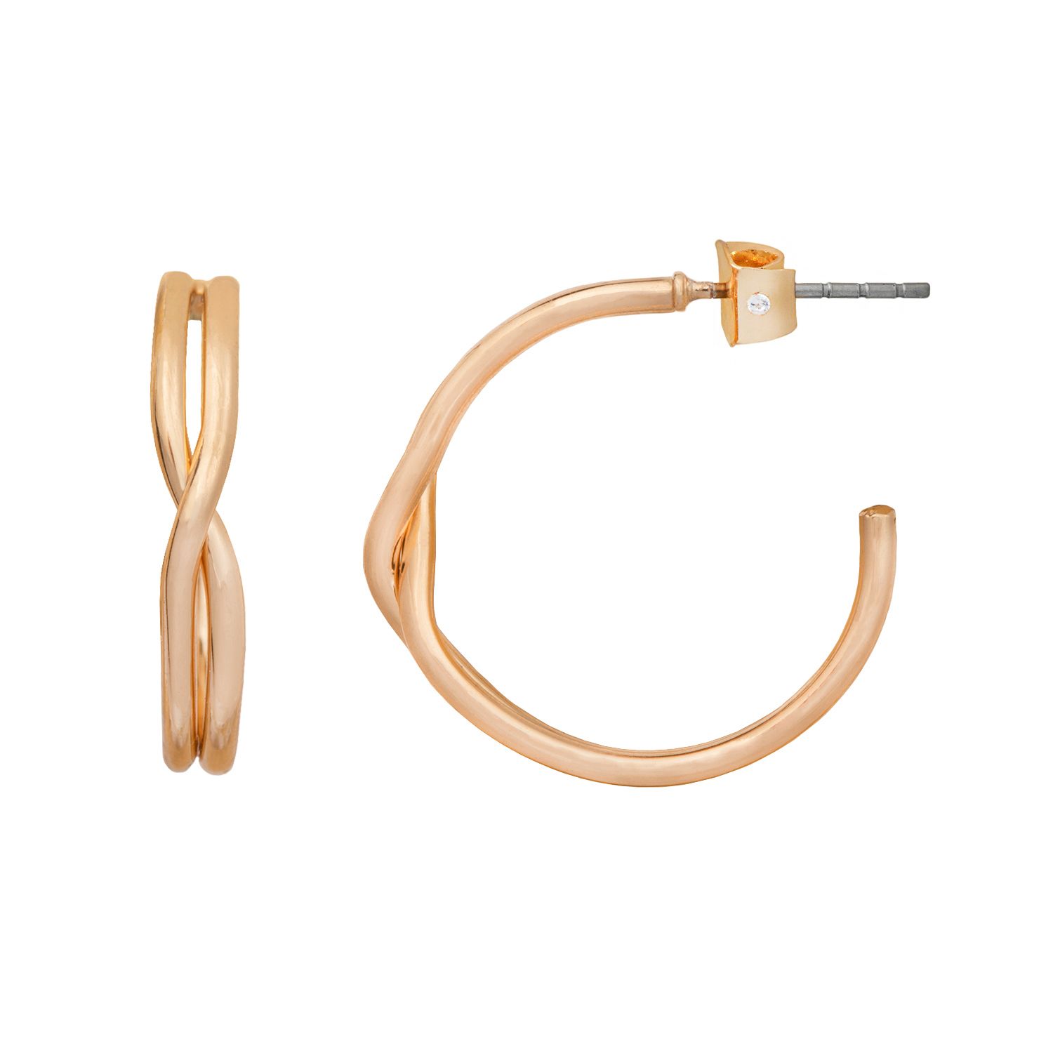 Image for LC Lauren Conrad Gold Tone Nickel Free Twisted C-Hoop Earrings at Kohl's.