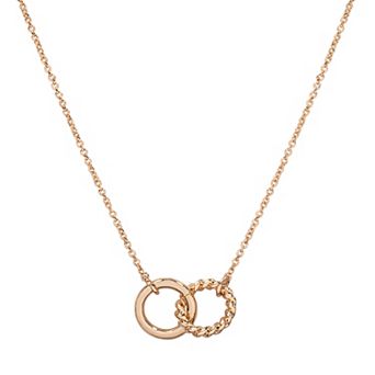LC Lauren Conrad Gold Tone Interlocked Twisted Loop Pendant Necklace