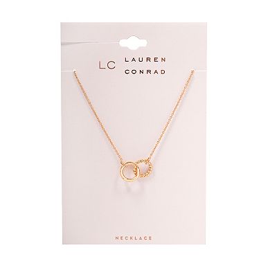 LC Lauren Conrad Gold Tone Interlocked Twisted Loop Pendant Necklace