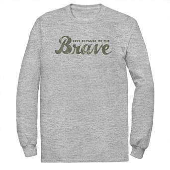 Big & Tall Free Because Of The Brave Camouflage Text Tee
