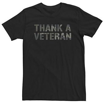 Big & Tall Thank A Veteran Caqmouflage Text Fill Word Stack Tee
