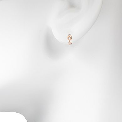 LC Lauren Conrad Rose Gold Tone Cubic Zirconia Delicate Nickel Free Drop Stud Earrings