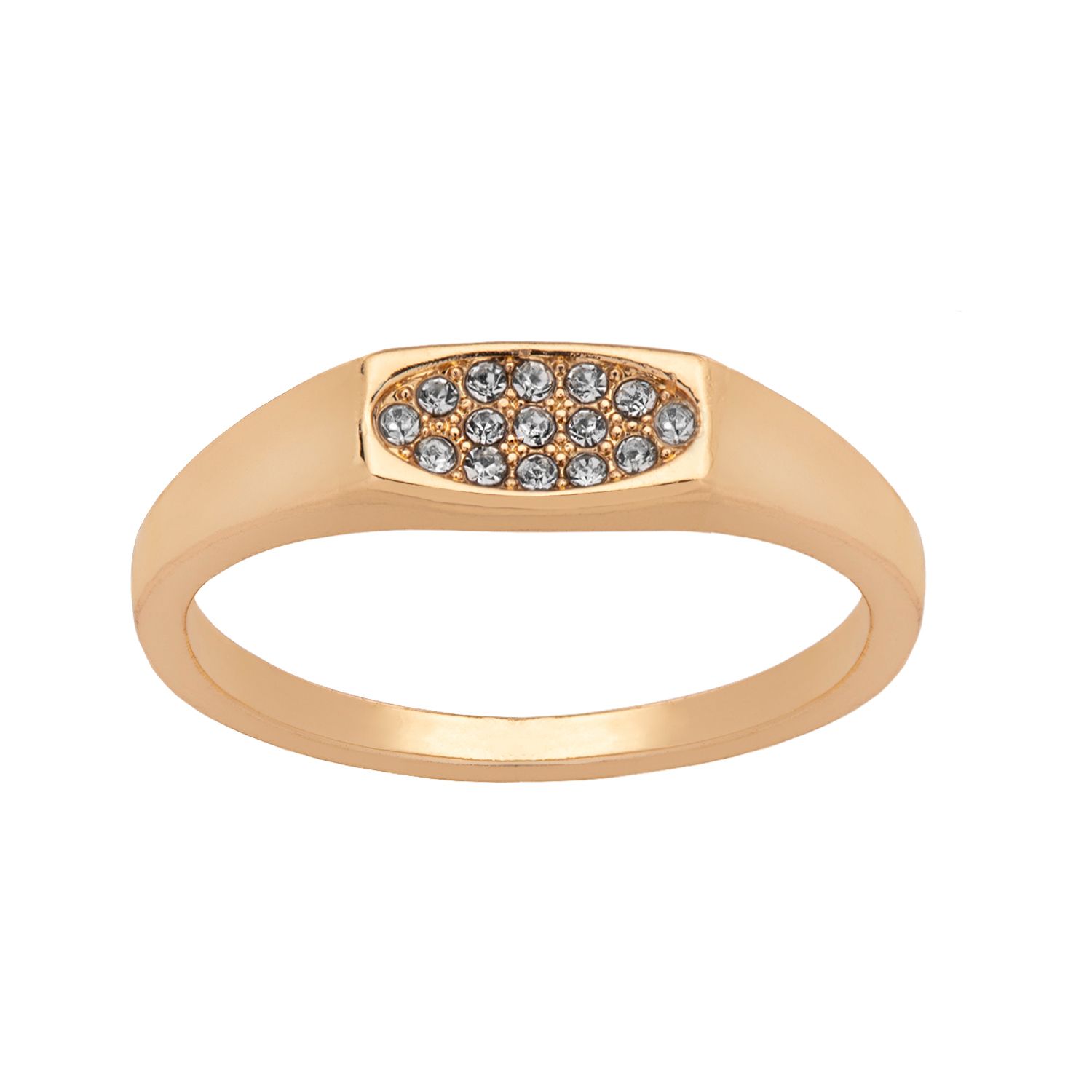 Image for LC Lauren Conrad Gold Tone Simulated Crystal Pave Rectangle Signet Ring at Kohl's.