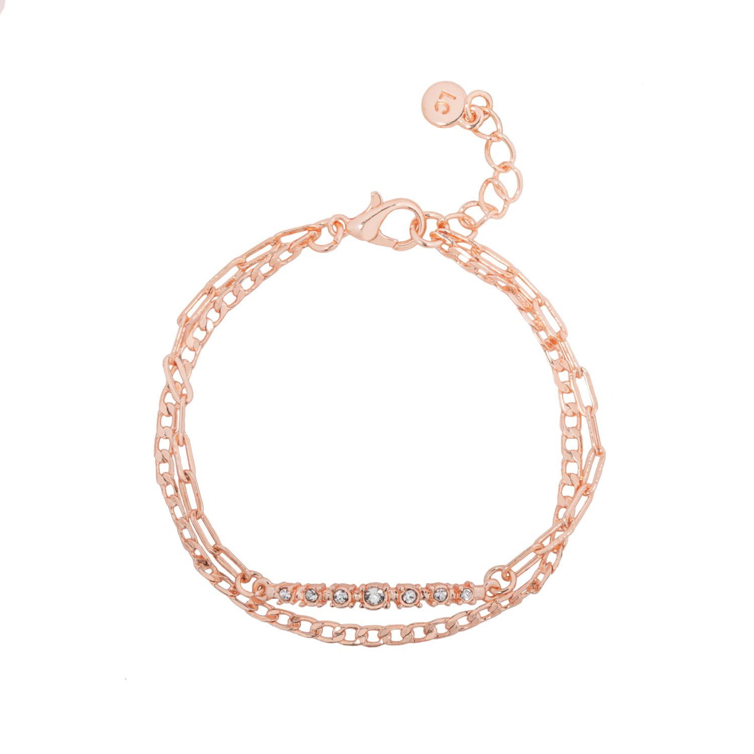 Image for LC Lauren Conrad Rose Gold Tone Simulated Crystal Bar Two-Row Bracelet at Kohl's.