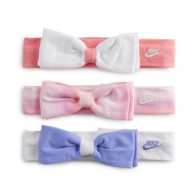 Newborn Baby Girls Nike Bow Headbands 3 Pack Set