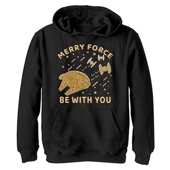 Boys 8-20 Star Wars Christmas Merry Force Be With You Cookies Graphic Hoodie