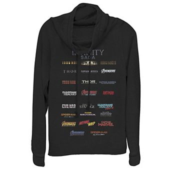 Juniors Marvel The Infinity Saga Stack Cowlneck Graphic Lightweight Long Sleeve