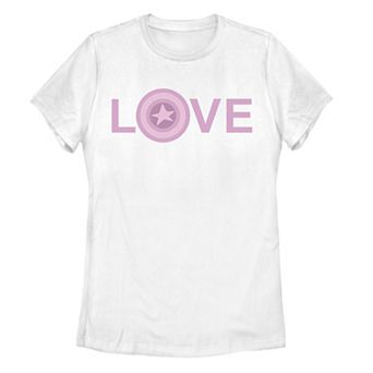 Juniors' Marvel Avengers Love Shield Tee