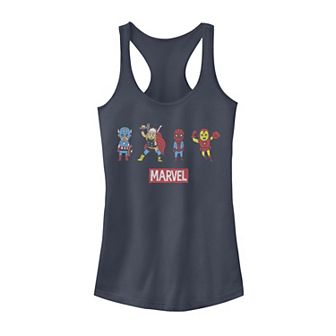 Juniors' Marvel Avengers Doodle Line Up Racerback Tank Top