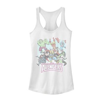 Juniors' Marvel Avengers Group Action Shot Distressed Tank Top