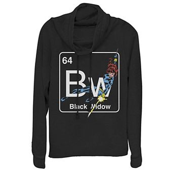 Juniors' Marvel Avengers Black Widow Element Cowlneck Graphic Lightweight Long Sleeve