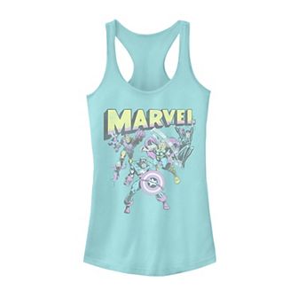 Juniors' Marvel Group Shot Distressed Comic Cover Tank Top