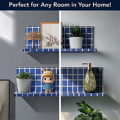 American Art Décor 2-pc. Blue Retro Wavey Tile Floating Wall