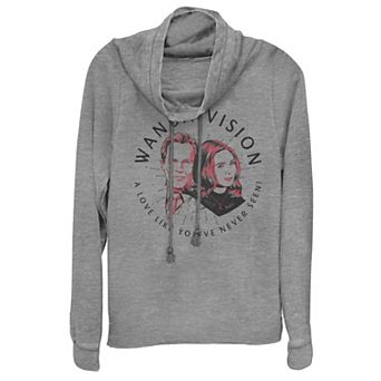 Juniors' Marvel WandaVision Logo Cowlneck Graphic Lightweight Long Sleeve