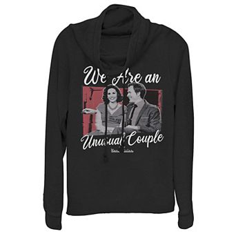 Juniors' Marvel Valentine's Day WandaVision Unusual Couple Cowlneck Graphic Lightweight Long Sleeve