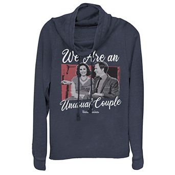 Juniors' Marvel Valentine's Day WandaVision Unusual Couple Cowlneck Graphic Lightweight Long Sleeve