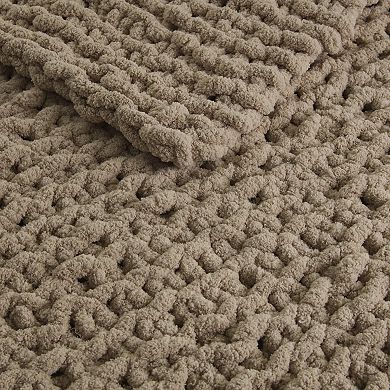 Madison Park Chenille Handmade Chunky Knit Throw