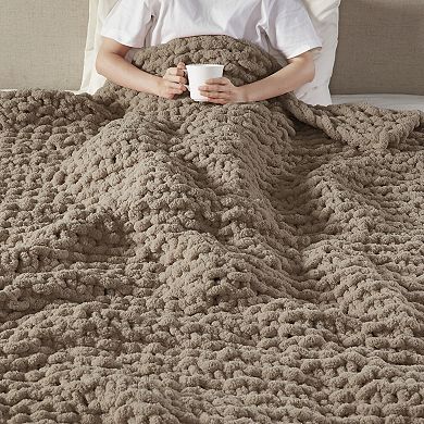 Madison Park Chenille Handmade Chunky Knit Throw