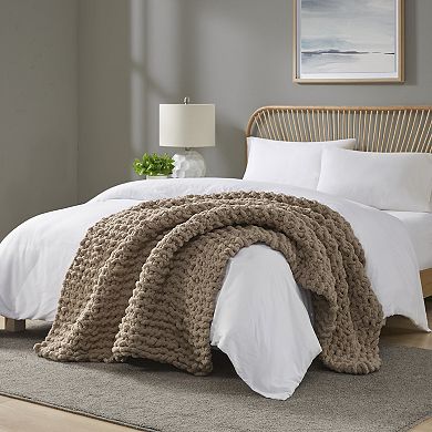 Madison Park Chenille Handmade Chunky Knit Throw