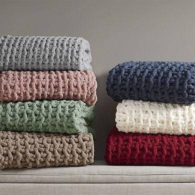 Madison Park Chenille Handmade Chunky Knit Throw