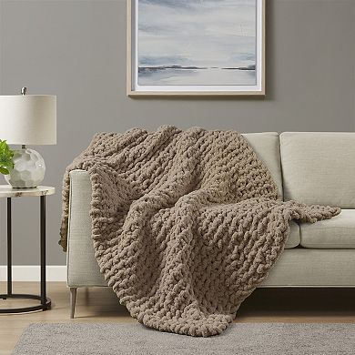 Madison Park Chenille Handmade Chunky Knit Throw