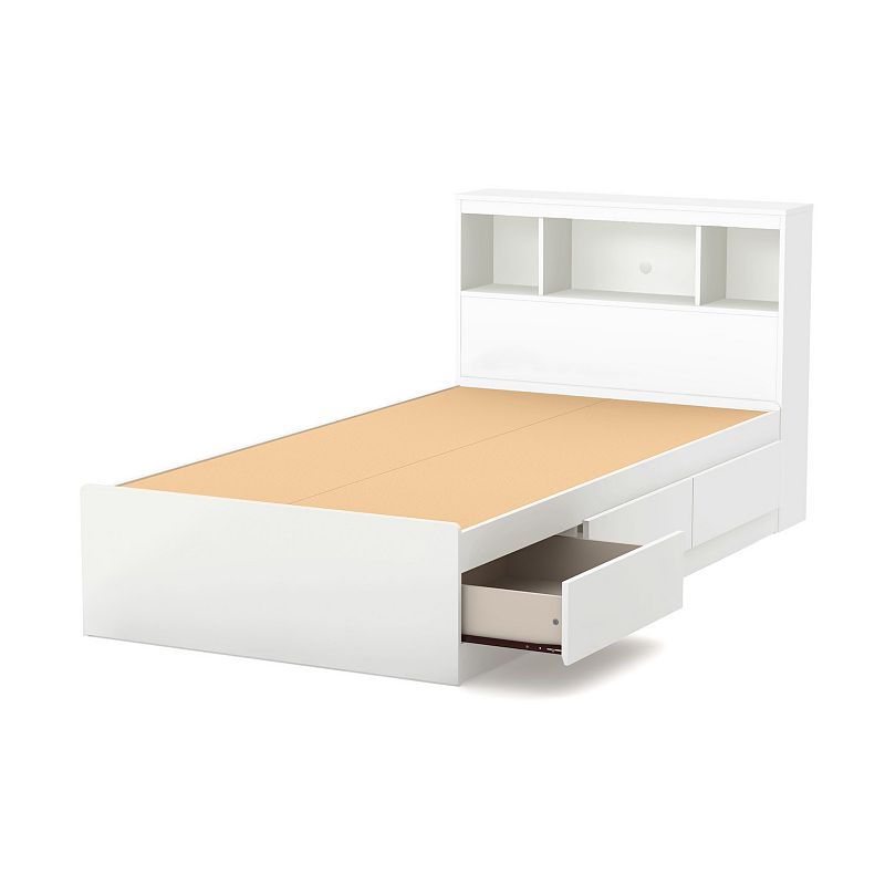South Shore Reevo Mates Full Bed With Bookcase Headboard Set, White