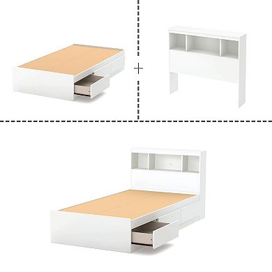 South Shore Reevo Mates Full Bed With Bookcase Headboard Set