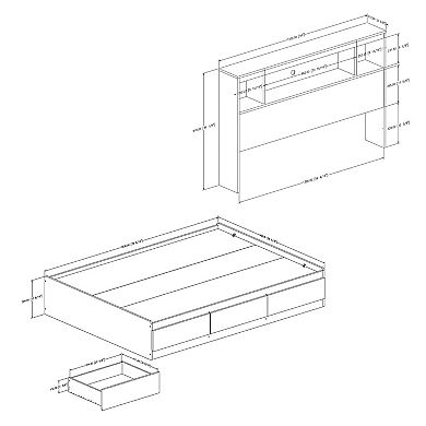 South Shore Reevo Mates Full Bed With Bookcase Headboard Set