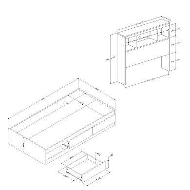 South Shore Reevo Mates Full Bed With Bookcase Headboard Set