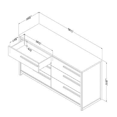 South Shore Reevo 6-Drawer Wood Finish Double Dresser