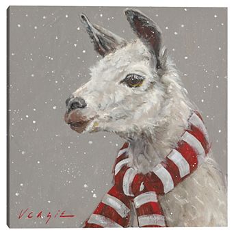 Masterpiece Llama with Red & White Scarf Wall Decor