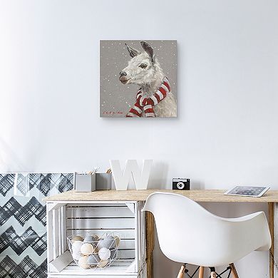 Masterpiece Llama with Red & White Scarf Wall Decor