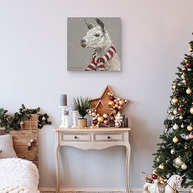 Masterpiece Llama with Red & White Scarf Wall Decor