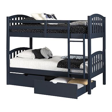 South Shore Ulysses Twin Bunk Bed & Rolling Drawers Set