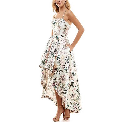 Juniors' Speechless Floral Strapless High-Low Fit & Flare Dress