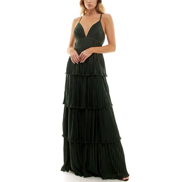 Juniors Speechless Pleated Tiered Knit Maxi Dress