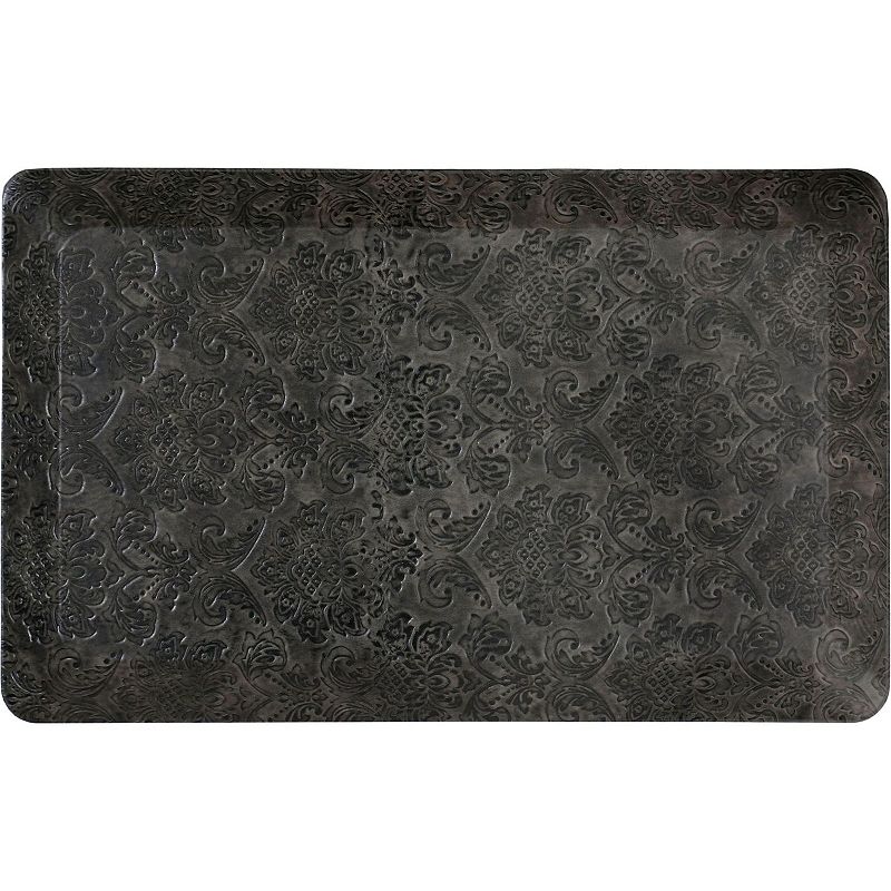 Martha Stewart Stella Ticking Stripe Slip-Resistant Kitchen Mat, Black/Grey/White, 20x36