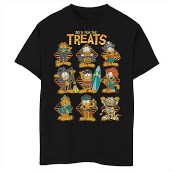 Boys 8-20 Garfield Do It For The Treats Costume Grid Portrait Graphic Tee