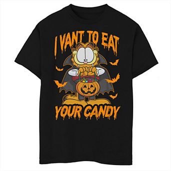 Boys 8-20 Garfield I Want To Eat Vampire Costume Portrait Graphic Tee