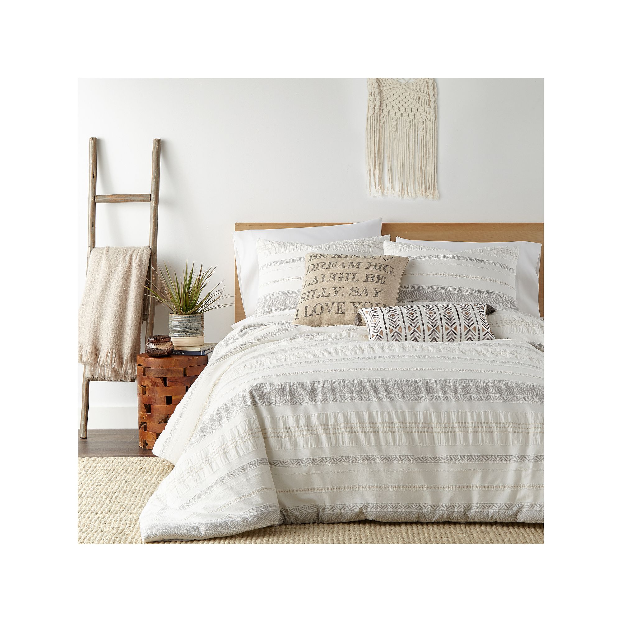Levtex Home Pickford Duvet Cover Set with Shams, Gray Beige White